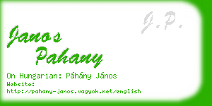 janos pahany business card